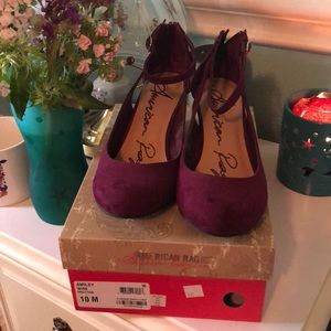 Wine color ankle strapped heels